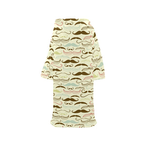 Mustache Beard Pattern Print Design 01 Blanket Robe with Sleeves