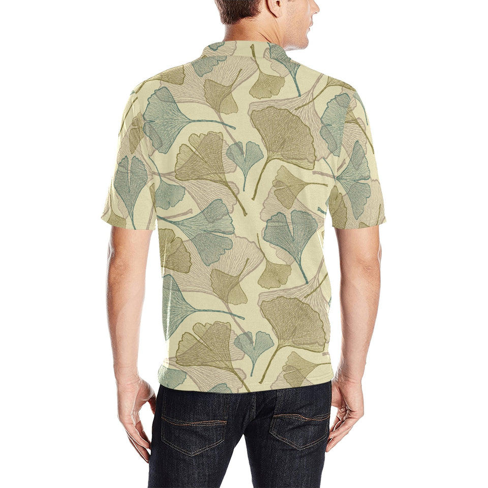 Ginkgo leaves design pattern Men's All Over Print Polo Shirt