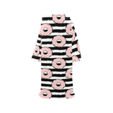 Donuts pink icing striped pattern Blanket Robe with Sleeves