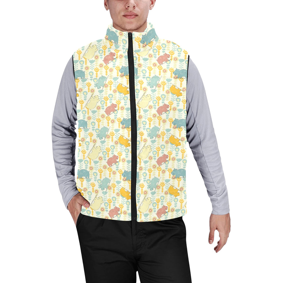 Hippopotamus Pattern Print Design 04 Men's Padded Vest