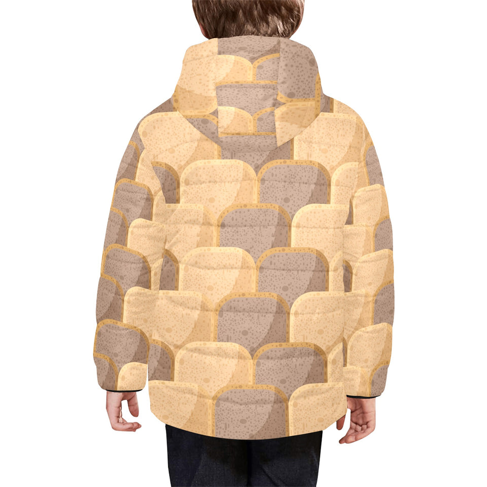 Bread Toast Pattern Print Design 04 Kids' Boys' Girls' Padded Hooded Jacket