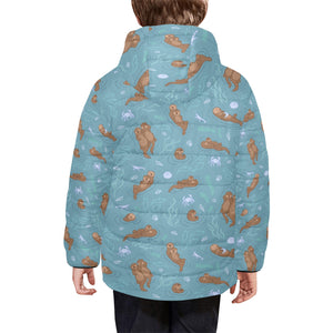 Sea otters pattern Kids' Boys' Girls' Padded Hooded Jacket