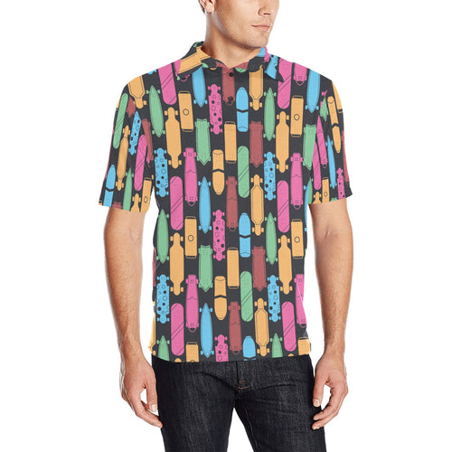 Skate Board Pattern Print Design 02 Men's All Over Print Polo Shirt