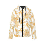 hand drawn orange fruit pattern Women's Padded Hooded Jacket