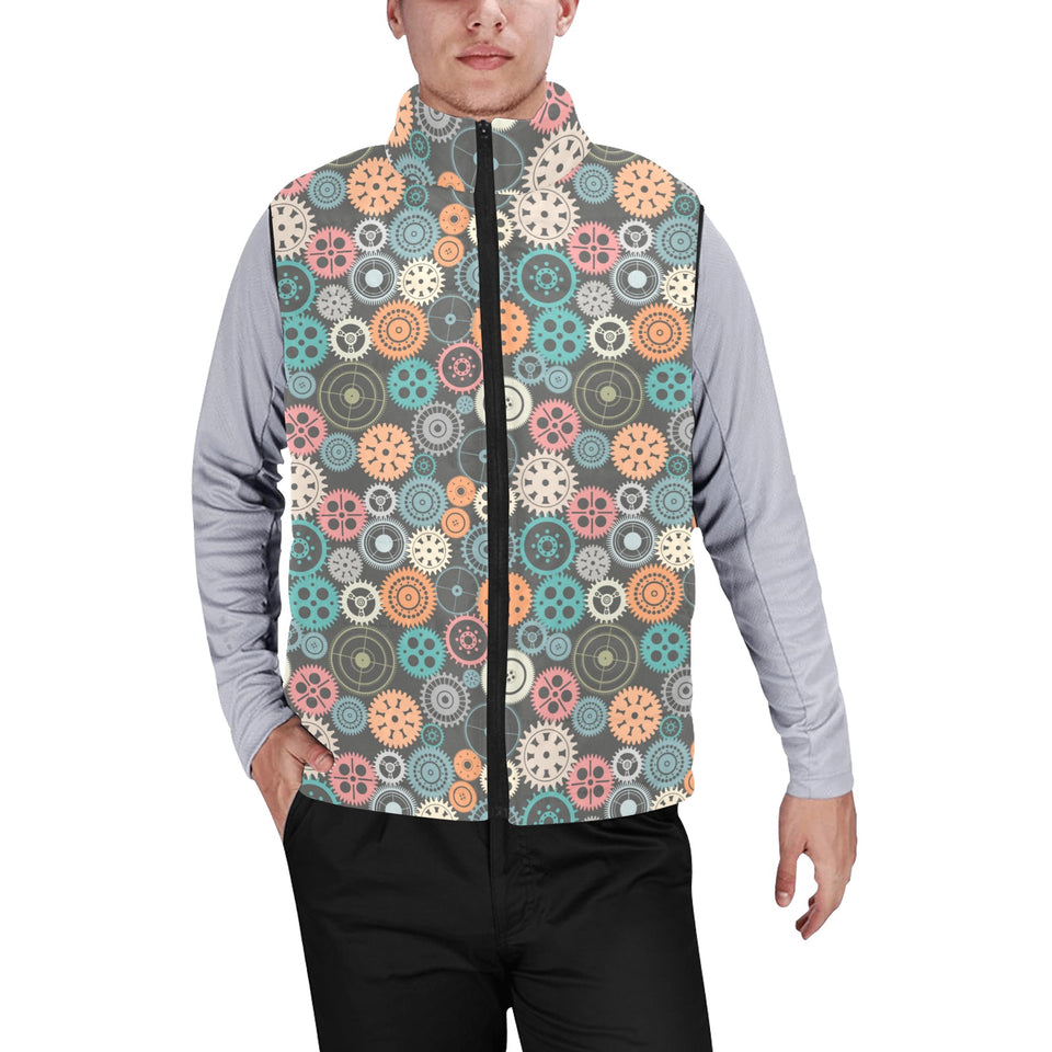 Gear Pattern Print Design 05 Men's Padded Vest