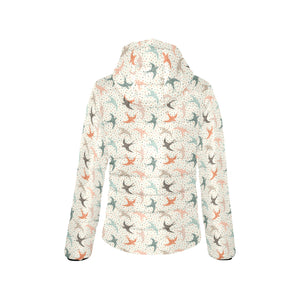 Swallow Pattern Print Design 02 Women's Padded Hooded Jacket