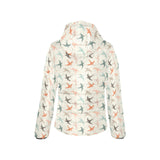 Swallow Pattern Print Design 02 Women's Padded Hooded Jacket