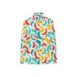 Colorful moon pattern Women's Long Sleeve Polo Shirt