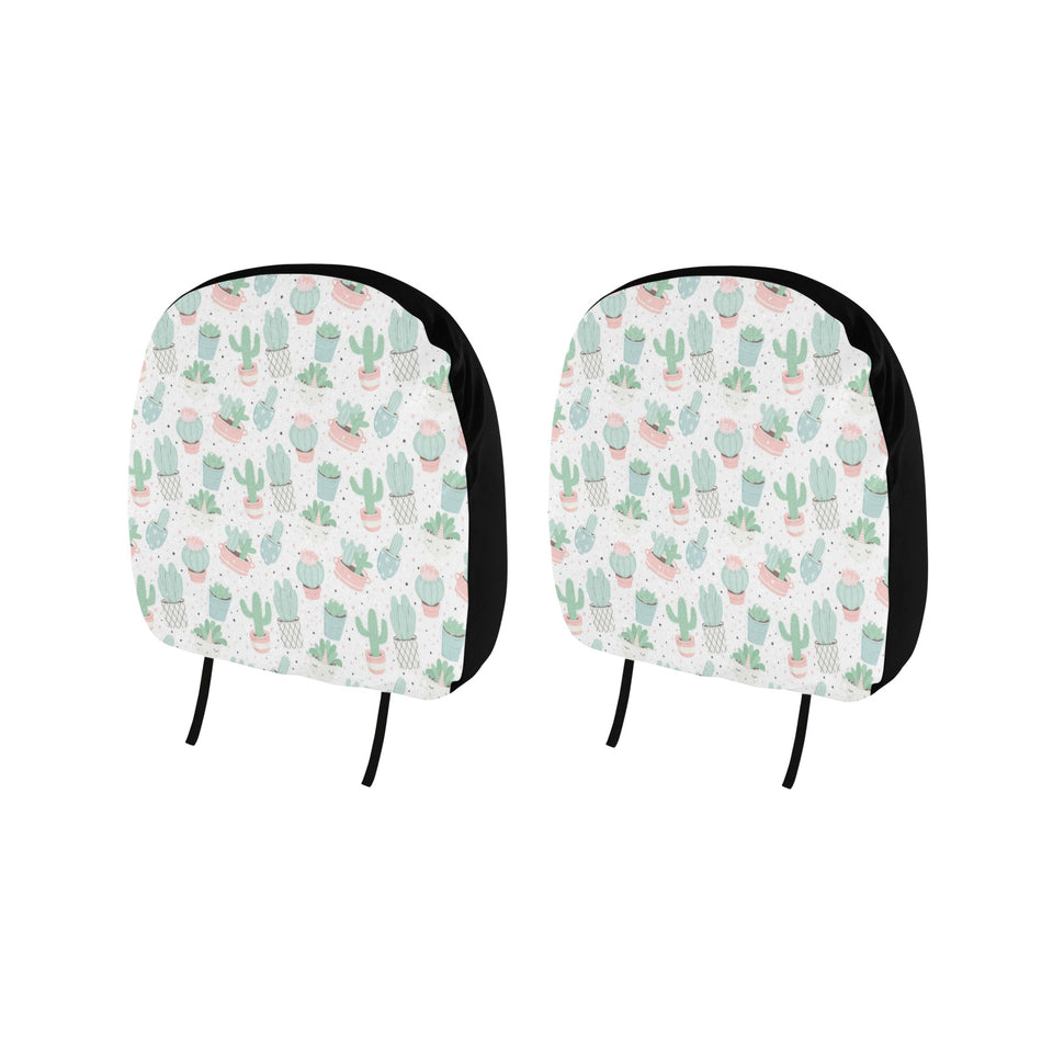 Pastel color cactus pattern Car Headrest Cover