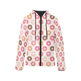 Colorful donut pattern Women's Padded Hooded Jacket