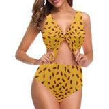 Passion fruit texture Chest Bowknot High Waisted Bikini Swimsuit