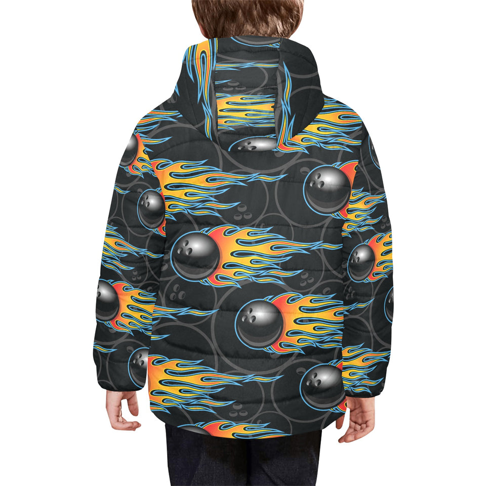 Bowling balls flame pattern Kids' Boys' Girls' Padded Hooded Jacket
