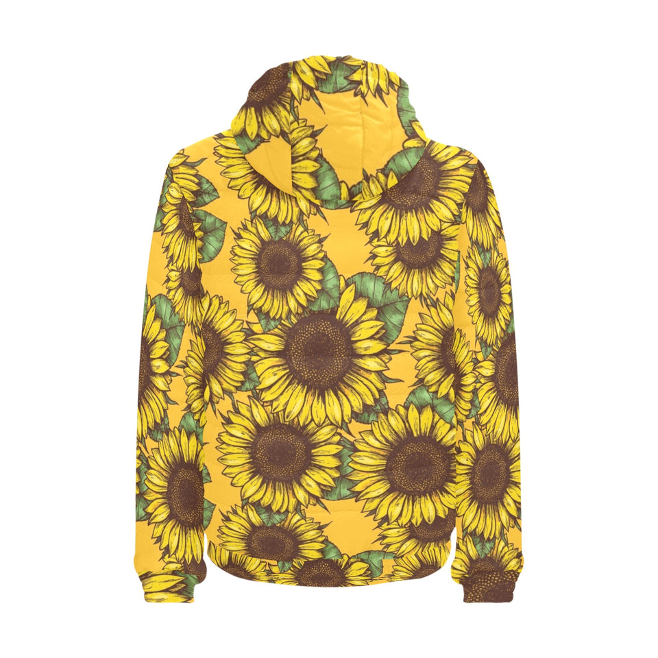 Sunflower pattern Men's Padded Hooded Jacket