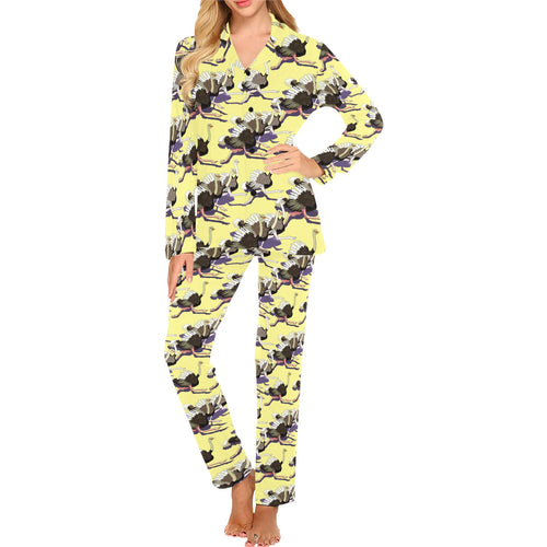 Ostrich Pattern Print Design 04 Women's Long Pajama Set