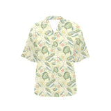 Hand drawn sea turtle fish pattern Women's All Over Print Hawaiian Shirt