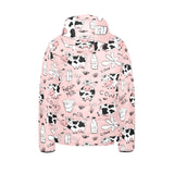 Cows milk product pink background Kids' Boys' Girls' Padded Hooded Jacket