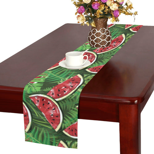 Watermelons tropical palm leaves pattern backgroun Table Runner