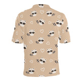 Cute raccoon heart pattern Men's All Over Print Polo Shirt