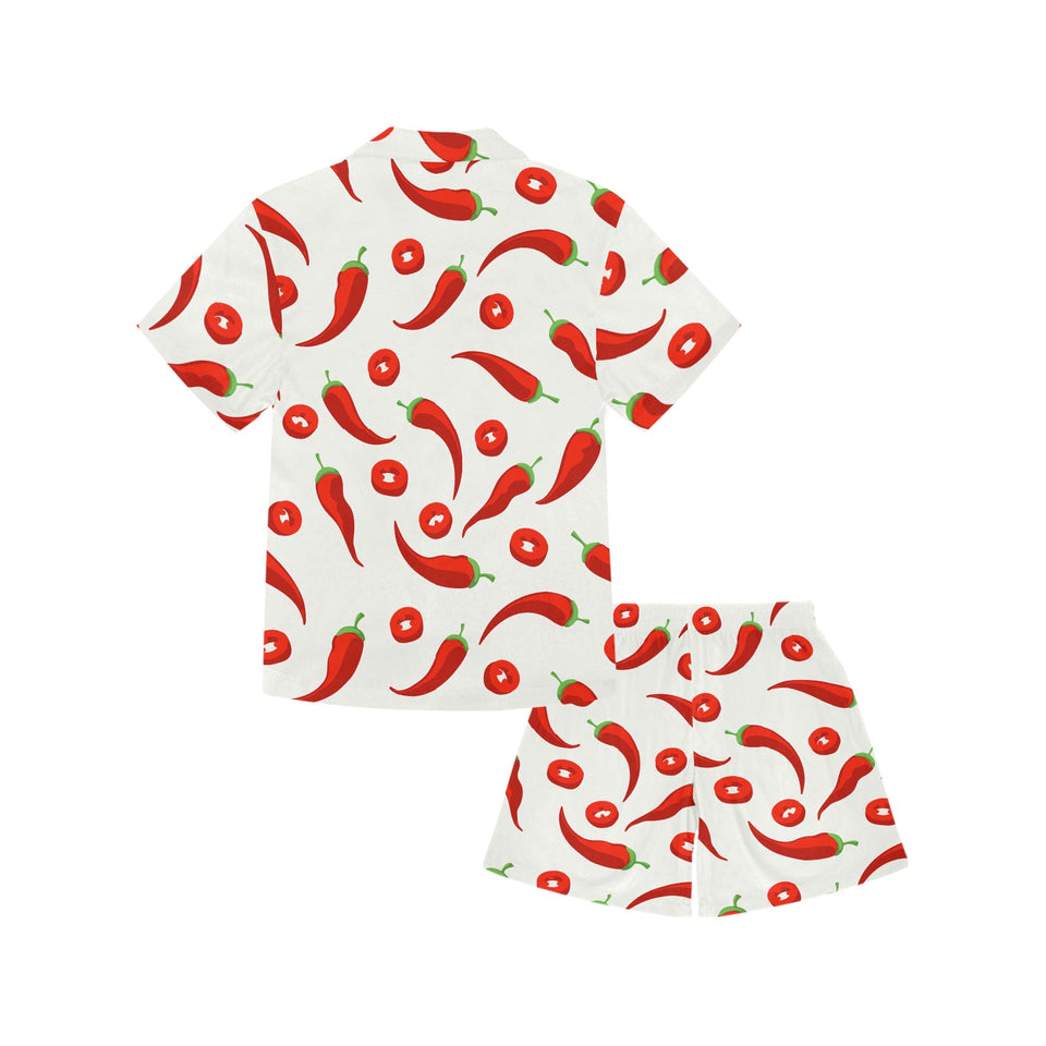 Chili pattern Kids' Boys' Girls' V-Neck Short Pajama Set