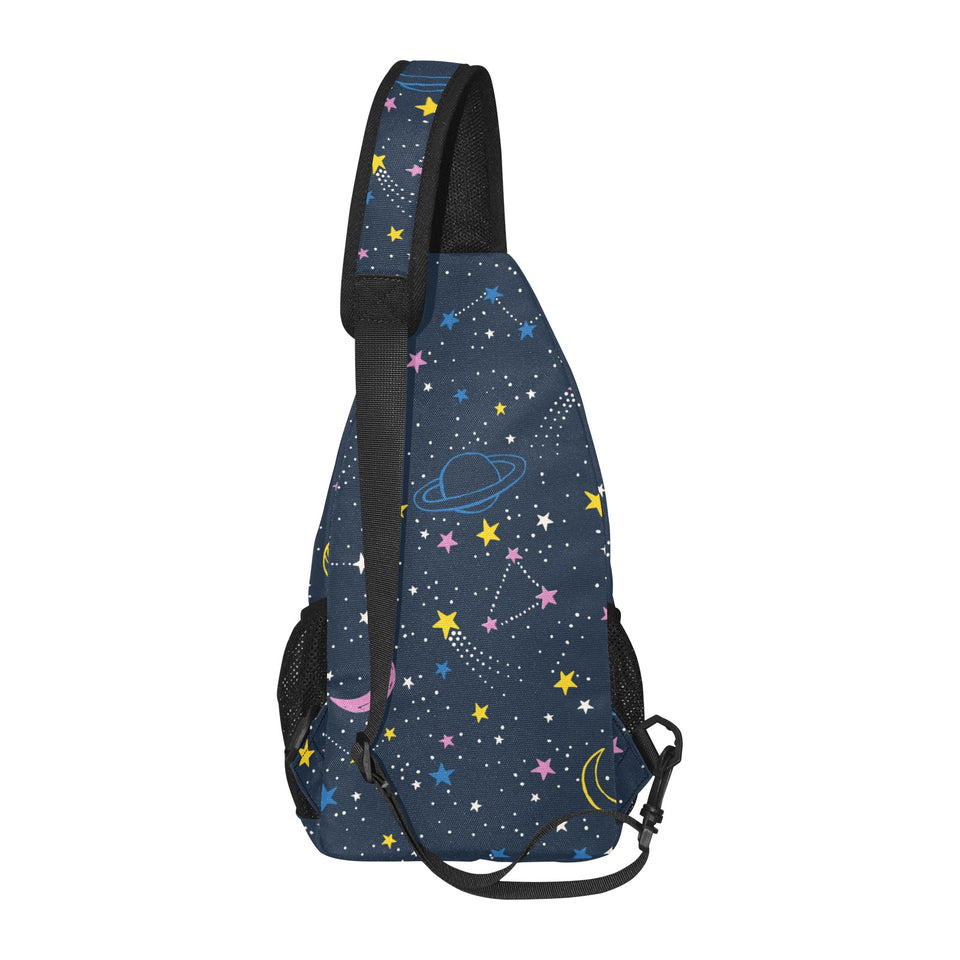 space pattern with planets, comets, constellations All Over Print Chest Bag