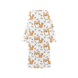 Cute corgi heart star bone pattern Blanket Robe with Sleeves