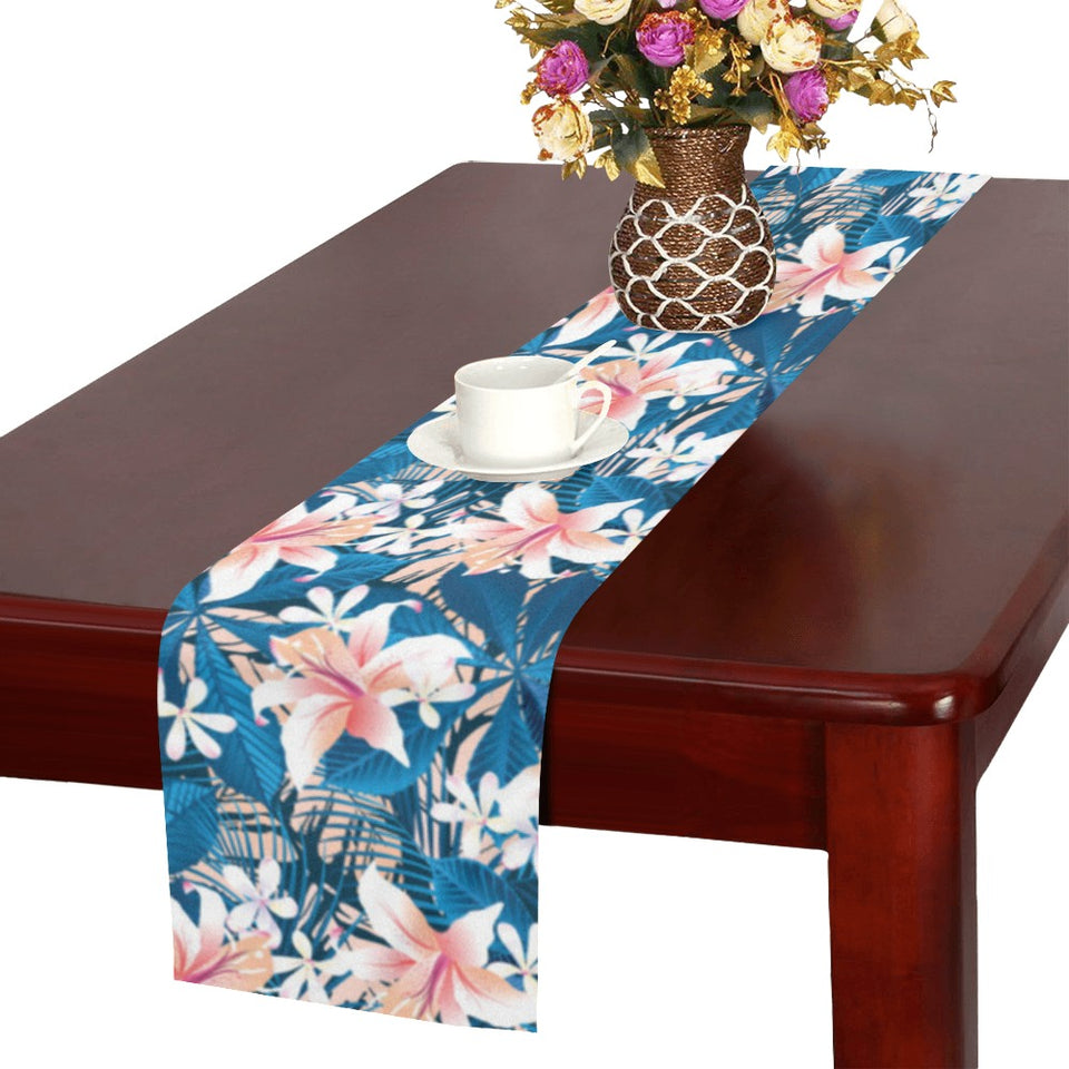 Hibiscus Pattern Print Design 02 Table Runner