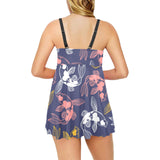 Koi Fish Carp Fish pattern Chest Sexy Pleated Two Piece Swim Dress