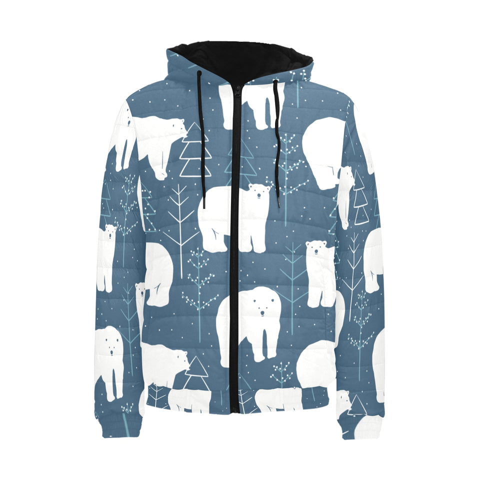 polar bear mother her child pattern Men's Padded Hooded Jacket
