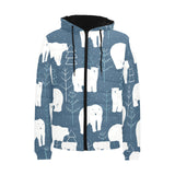 polar bear mother her child pattern Men's Padded Hooded Jacket