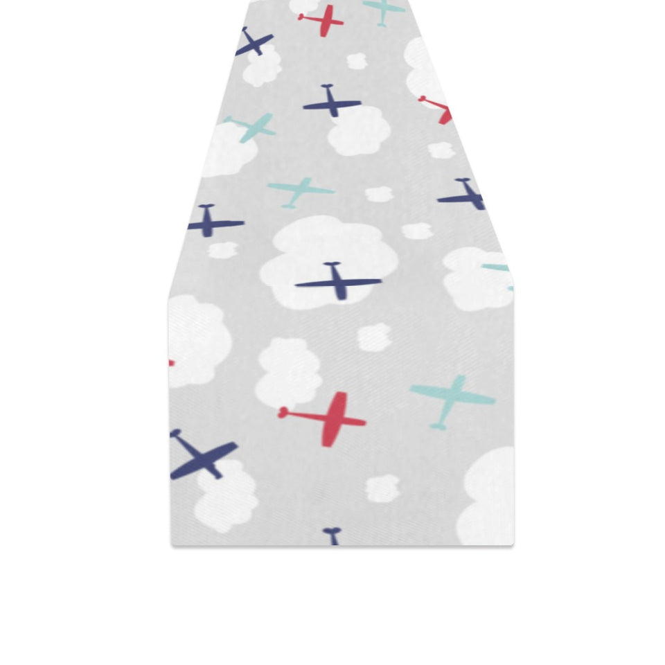 Airplane cloud grey background Table Runner
