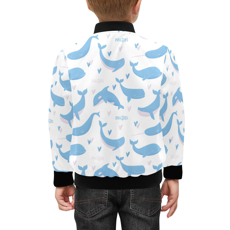 Blue whale pattern Kids' Boys' Girls' Bomber Jacket
