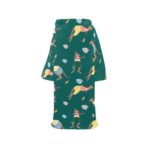 Kangaroo leaves pattern Blanket Robe with Sleeves