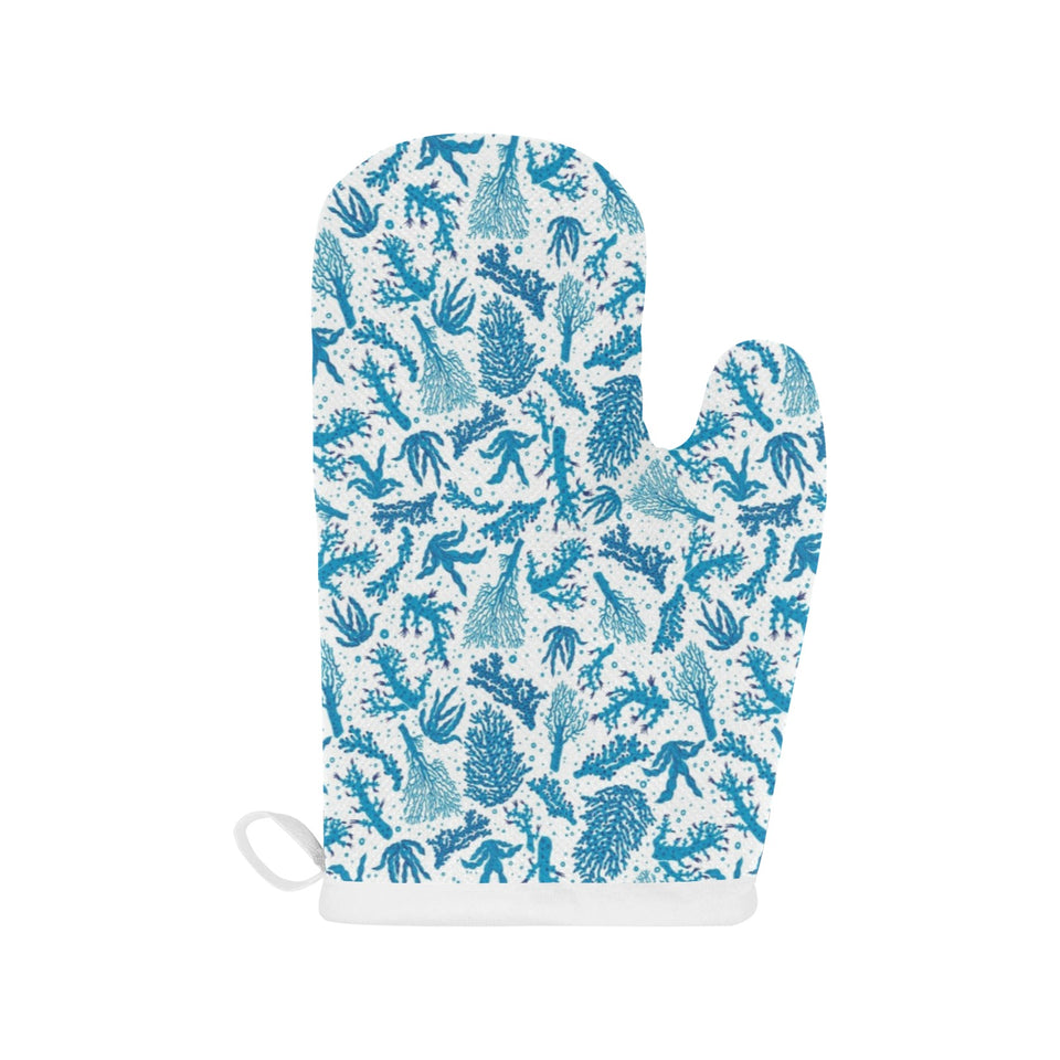 Coral Reef Pattern Print Design 01 Heat Resistant Oven Mitts