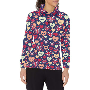 British Pattern Print Design 02 Women's Long Sleeve Polo Shirt