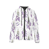 lavender flower design pattern Women's Padded Hooded Jacket