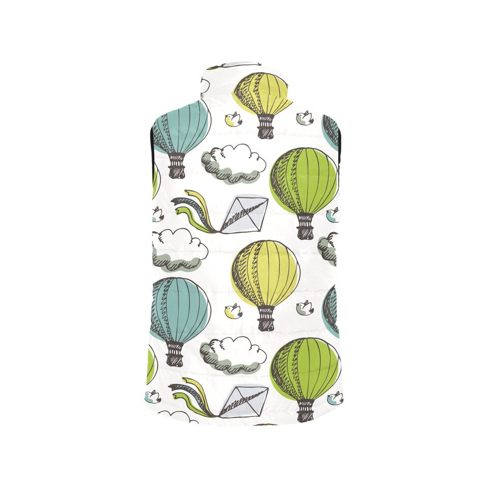 Hot Air Balloon Bird Cloud Pattern Women's Padded Vest