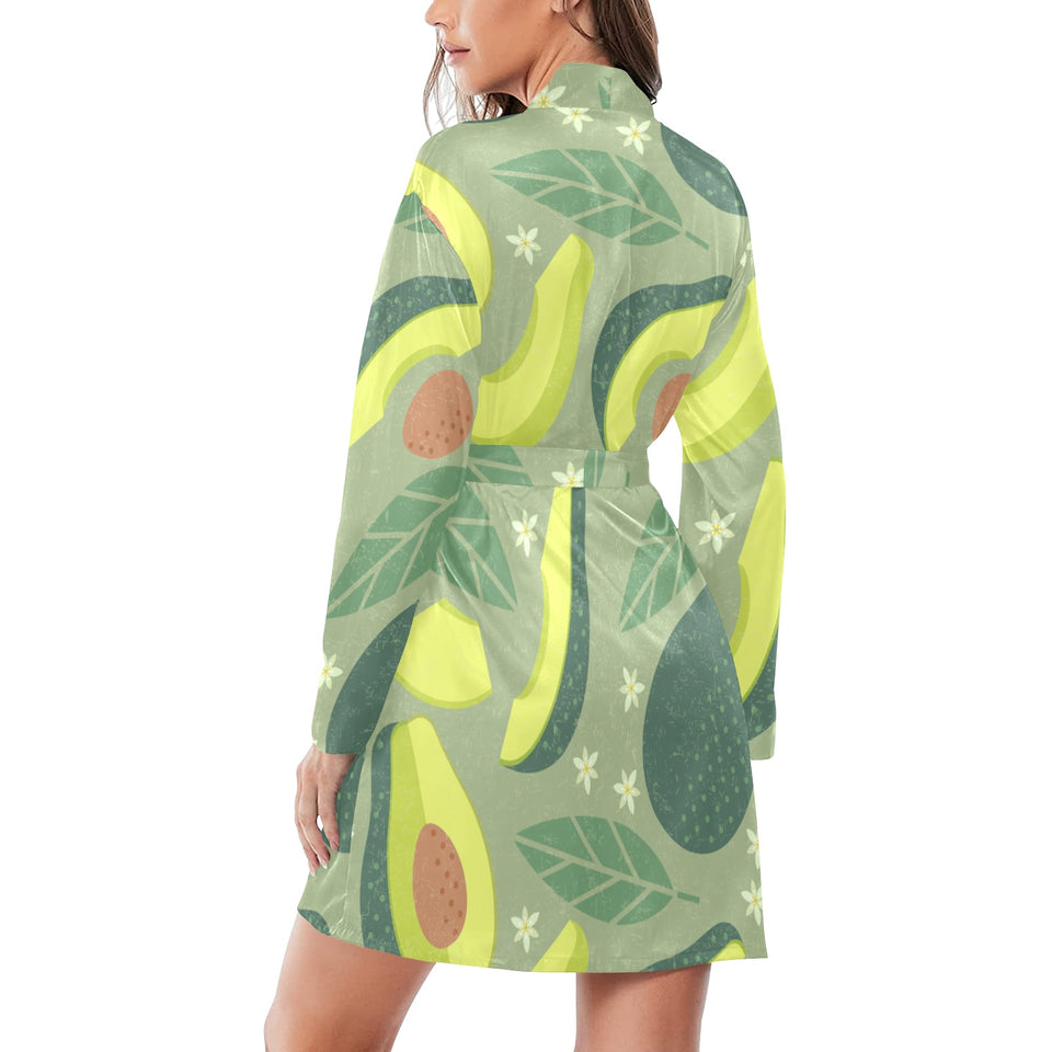 Avocado pattern Women's Long Sleeve Belted Night Robe