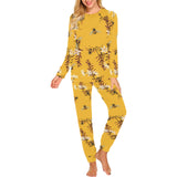 Bee flower pattern Women's All Over Print Pajama Set