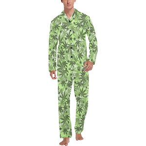 Canabis Marijuana Weed Pattern Print Design 01 Men's Long Pajama Set