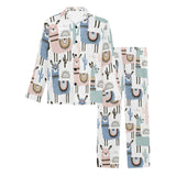 lama Alpaca cactus hand drawn pattern Men's Long Pajama Set