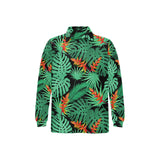 heliconia flower palm monstera leaves black backgr Men's Long Sleeve Polo Shirt
