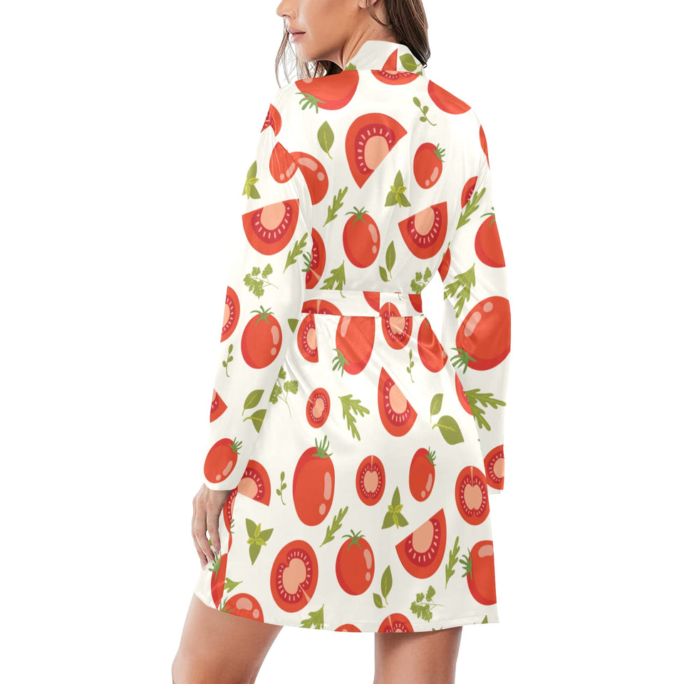 Tomato pattern Women's Long Sleeve Belted Night Robe