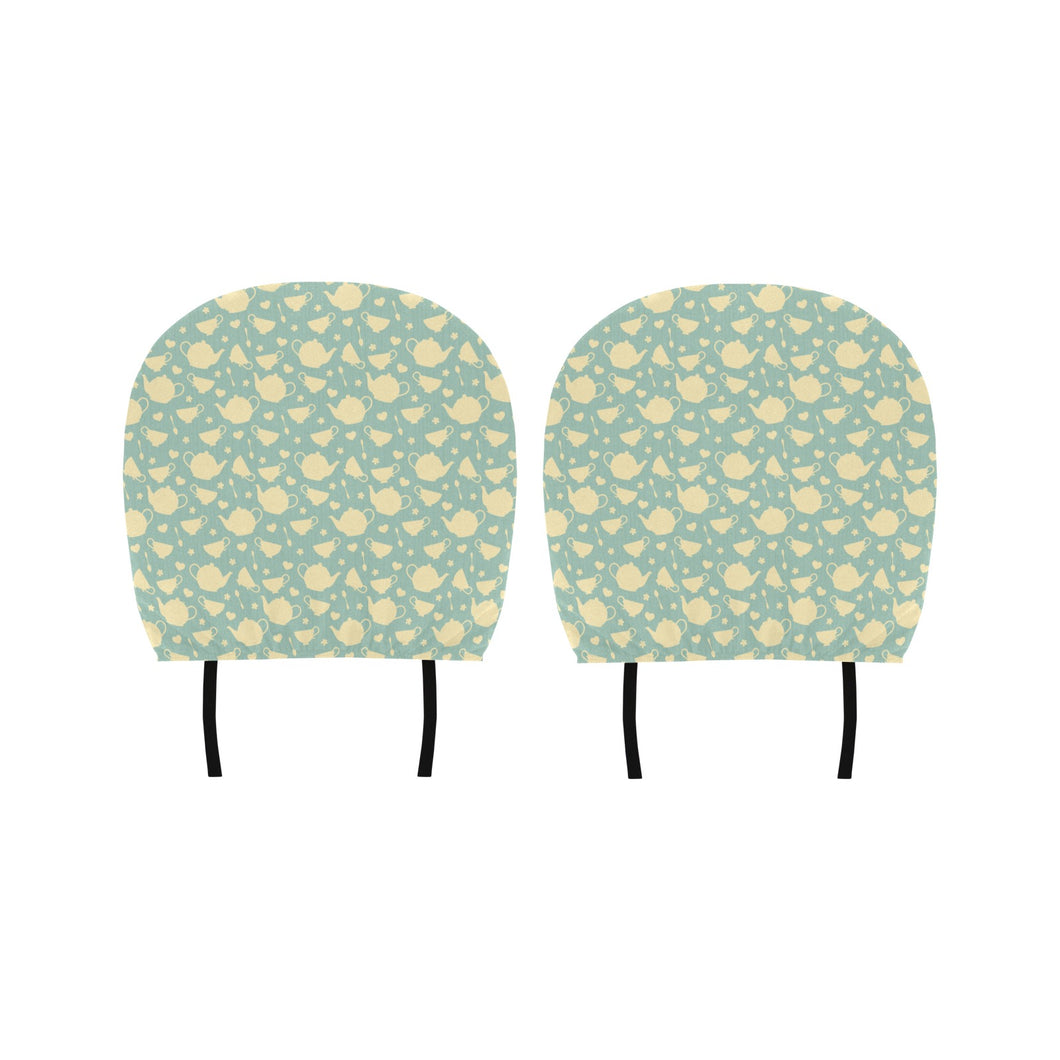 Tea pots Pattern Print Design 02 Car Headrest Cover