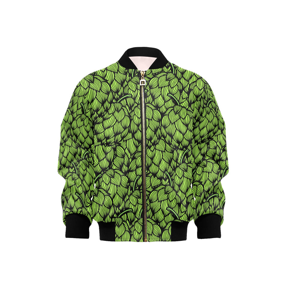 Green hop pattern Kids' Boys' Girls' Bomber Jacket