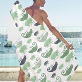Chameleon lizard succulent plant pattern Beach Towel