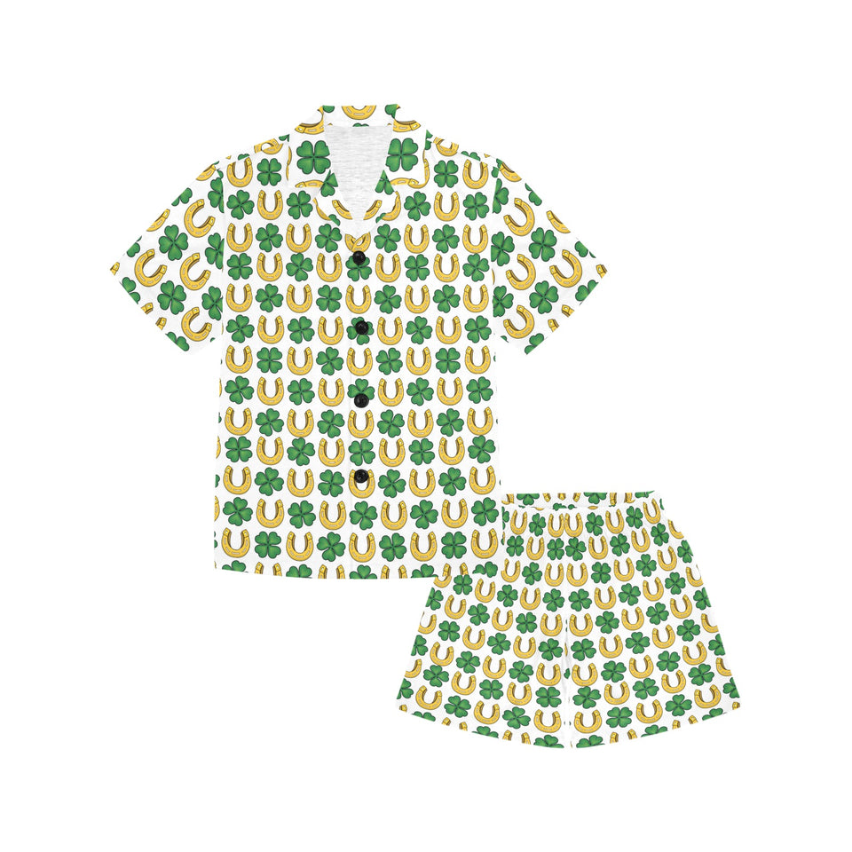 Horseshoes Pattern Print Design 04 Kids' Boys' Girls' V-Neck Short Pajama Set