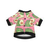 Avocado slices leaves pink back ground All Over Print Pet Dog Round Neck Fuzzy Shirt