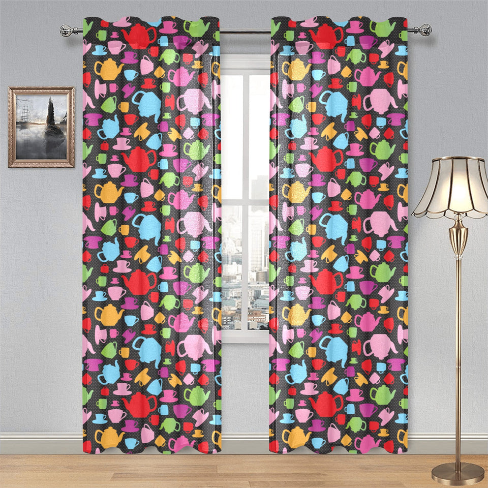 Tea pots Pattern Print Design 01 Gauze Curtain