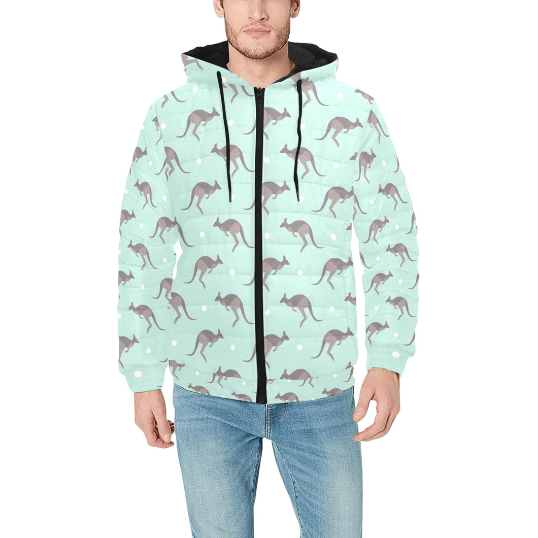 Kangaroo pattern background Men's Padded Hooded Jacket