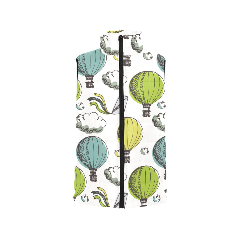 Hot Air Balloon Bird Cloud Pattern Women's Padded Vest